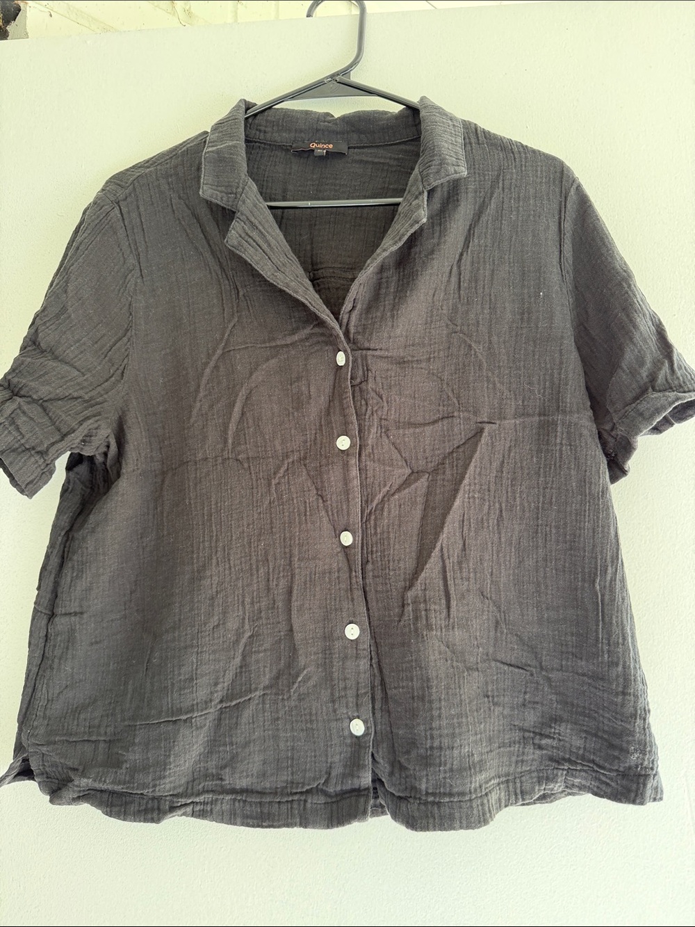 Quince Charcoal Gray Short-Sleeve Button-Down Shirt